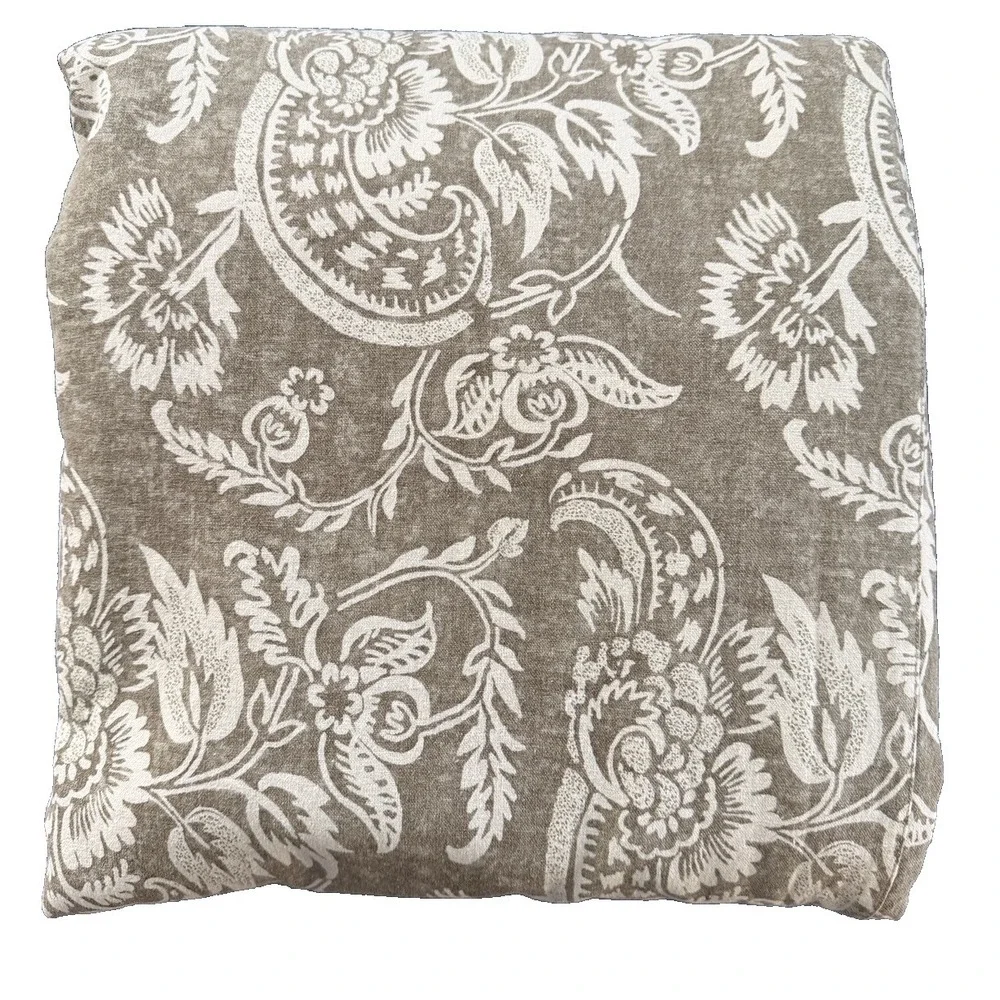 Pottery Barn Alessandra Scroll King Size Duvet Cover Linen Blend Taupe Gray 2015